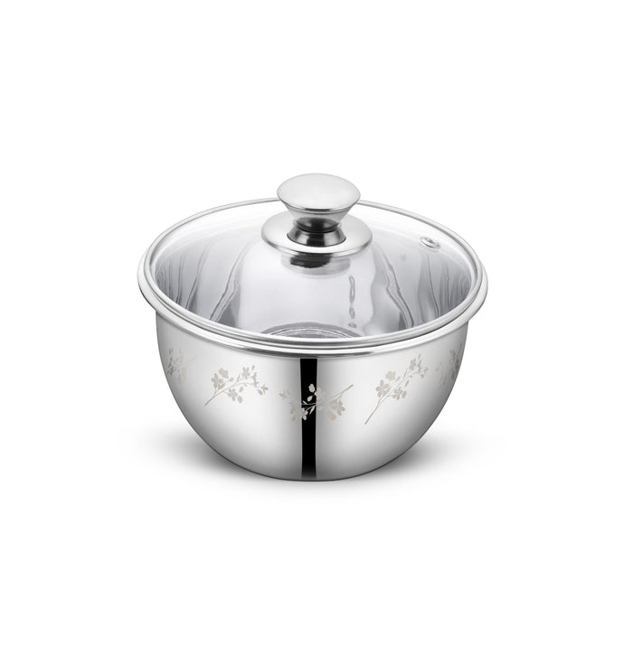 Sanjeev Kapoor Classic Essentials Stainless Steel Mixing & Serving Bowl (1000ml) – DaisyLaser Design, Mirror Finish, Microwave-Safe