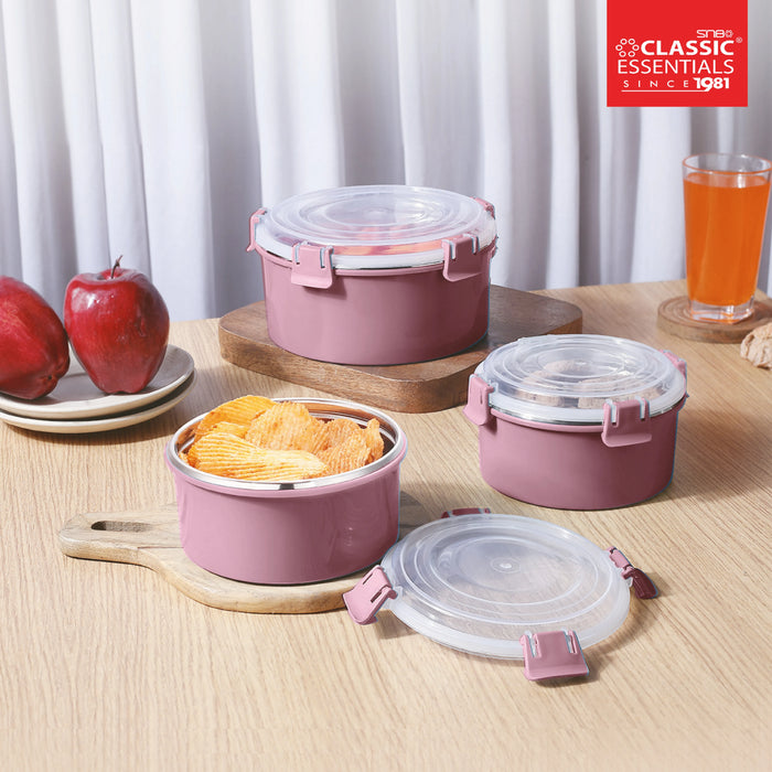 Classic Essentials Stainless Steel Klip Microwave Safe Leak & Spill Proof Food Storage & 3 Conatiners Lunch Box Set, Capacity: 2000ML