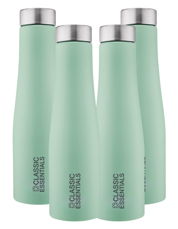 CLASSIC ESSENTIALS Stainless Steel PURO Water Bottle 100% Leak Proof | Office Bottle | Gym Bottle | Hiking & Treking Bottle | Steel Water Bottle 1000 ml Bottle, Marine Green - (Set of 4)