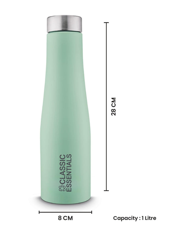 CLASSIC ESSENTIALS Stainless Steel PURO Water Bottle 100% Leak Proof | Office Bottle | Gym Bottle | Hiking & Treking Bottle | Steel Water Bottle 1000 ml Bottle, Marine Green - (Set of 1)