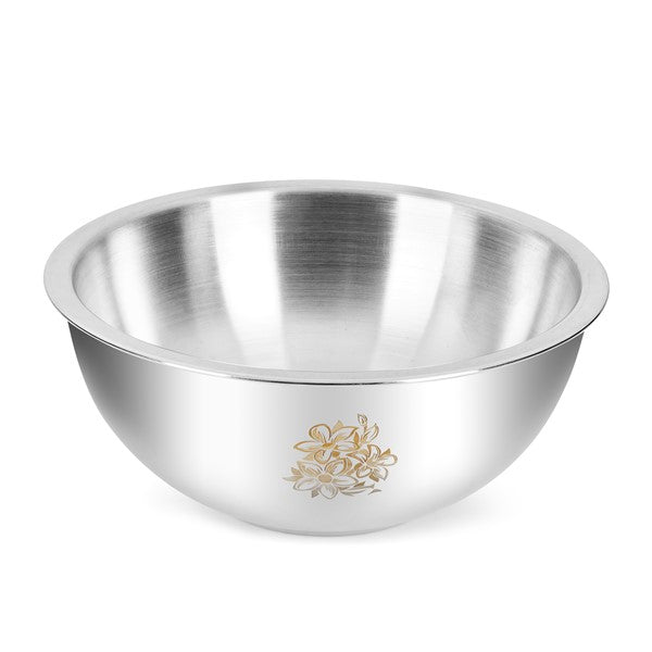 stainless steel dinner set of 40 pcs | steel flower printed bowl
